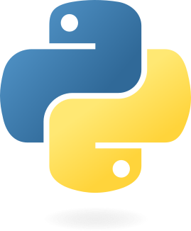 Python Logo, interlocked blue and yellow stylised snakes